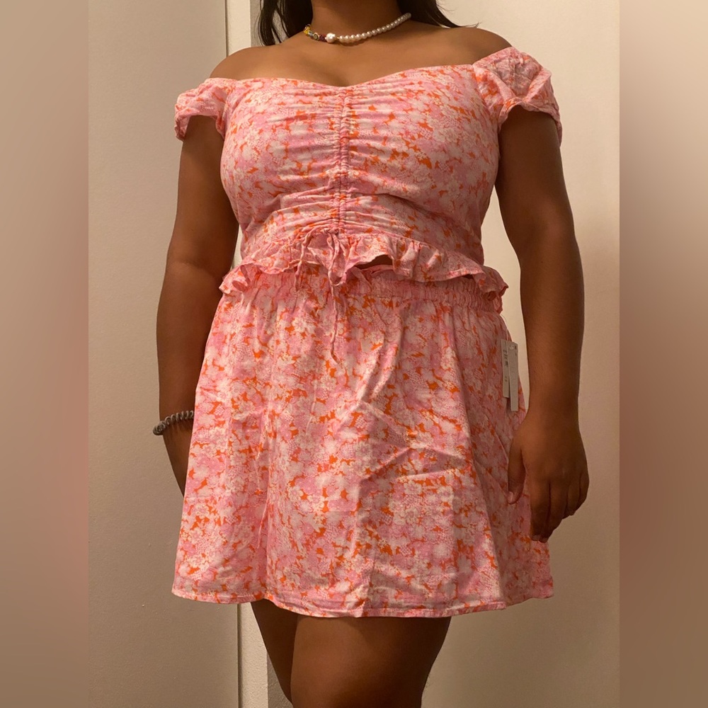 Pink floral skirt